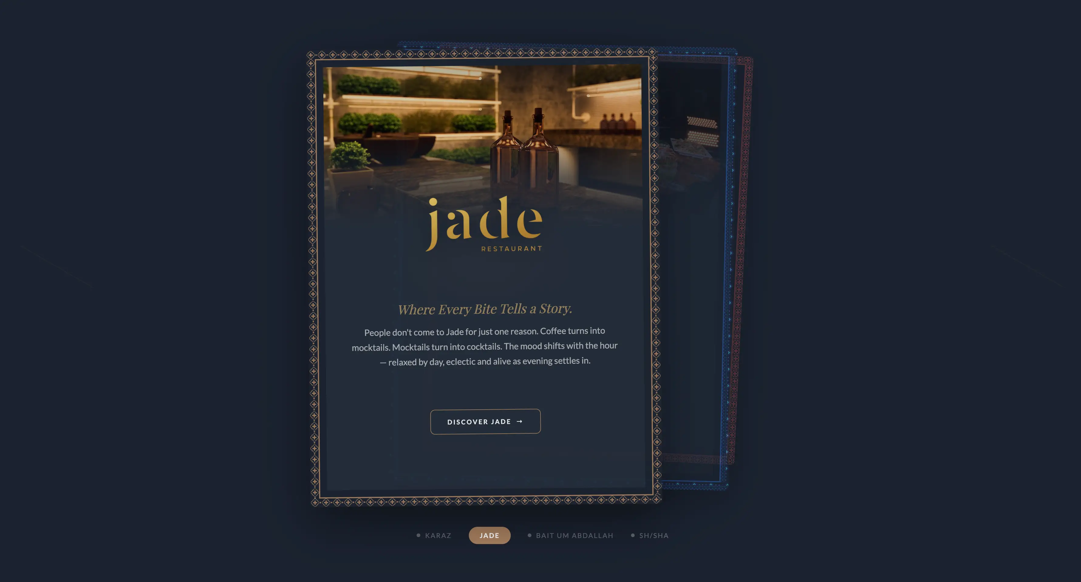 Homepage · brand selector cards · one click, four worlds