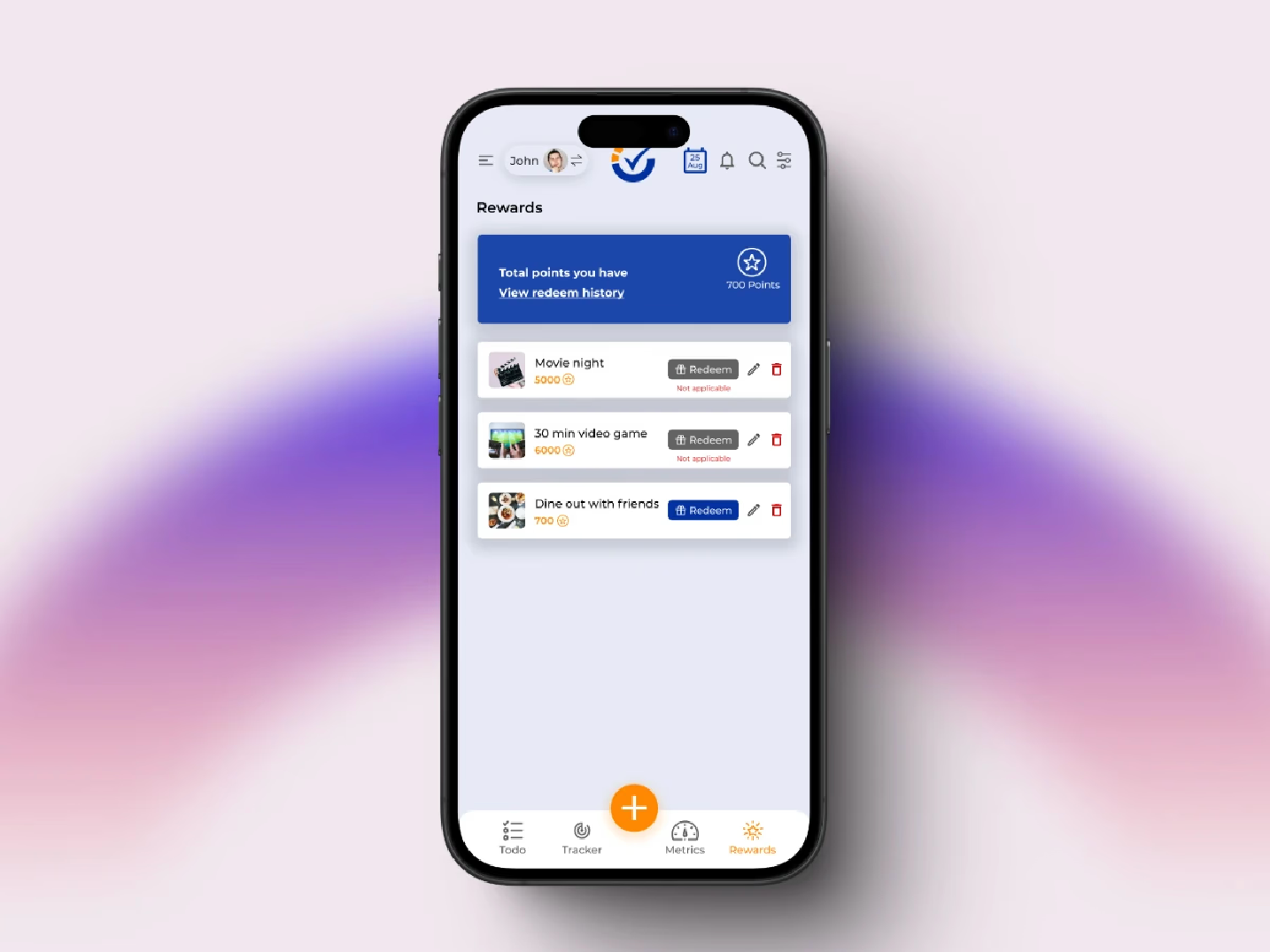 Calendar + tracker · monthly view · A